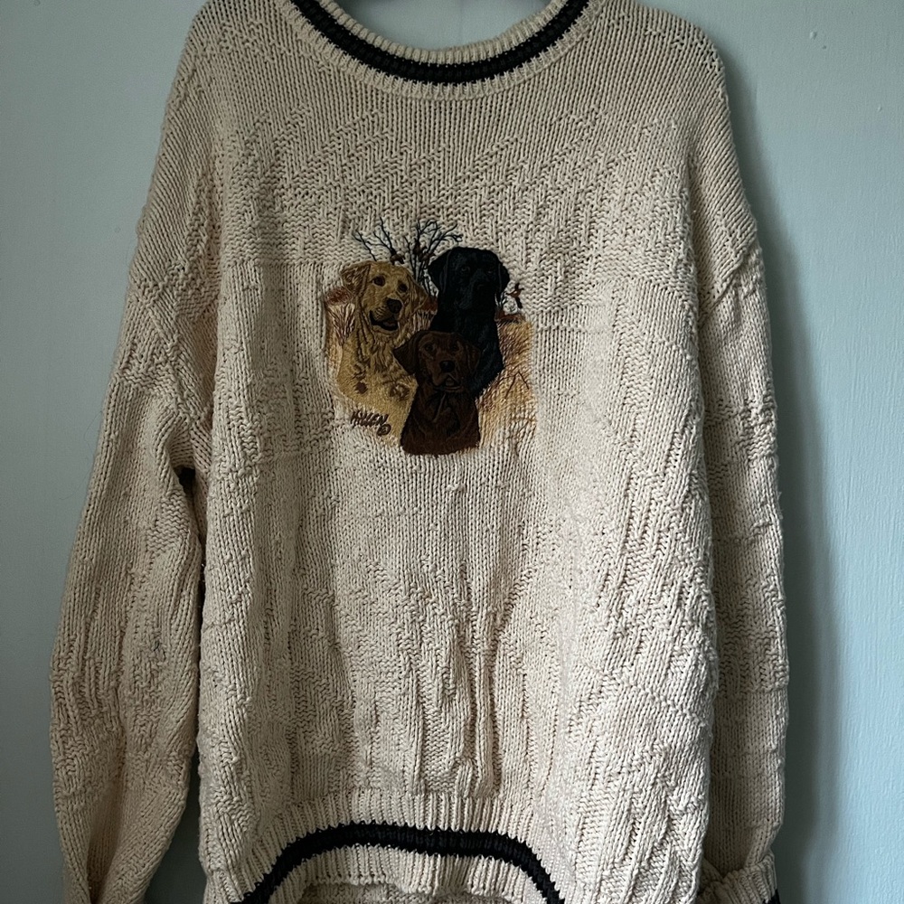 SHENANDOAH oversized cream “worn” dog sweater